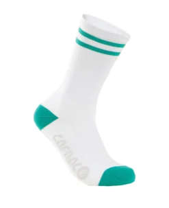 Carnac Stripe Perform Cycling Socks / White & Teal